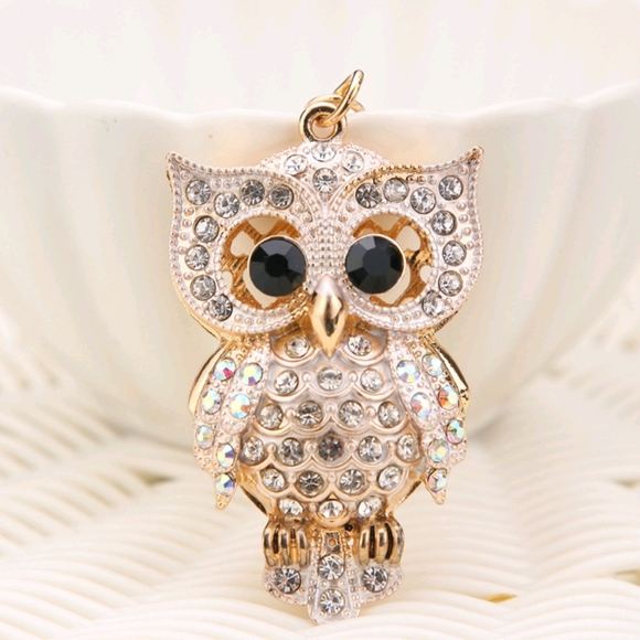 New Clear Owl Crystal Gems Bag Charm/Keychain - Picture 2 of 5